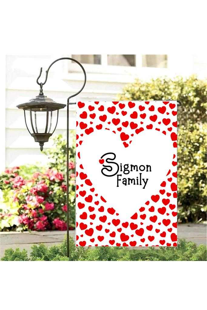 Personalized Family Heart Fabric Garden Flag