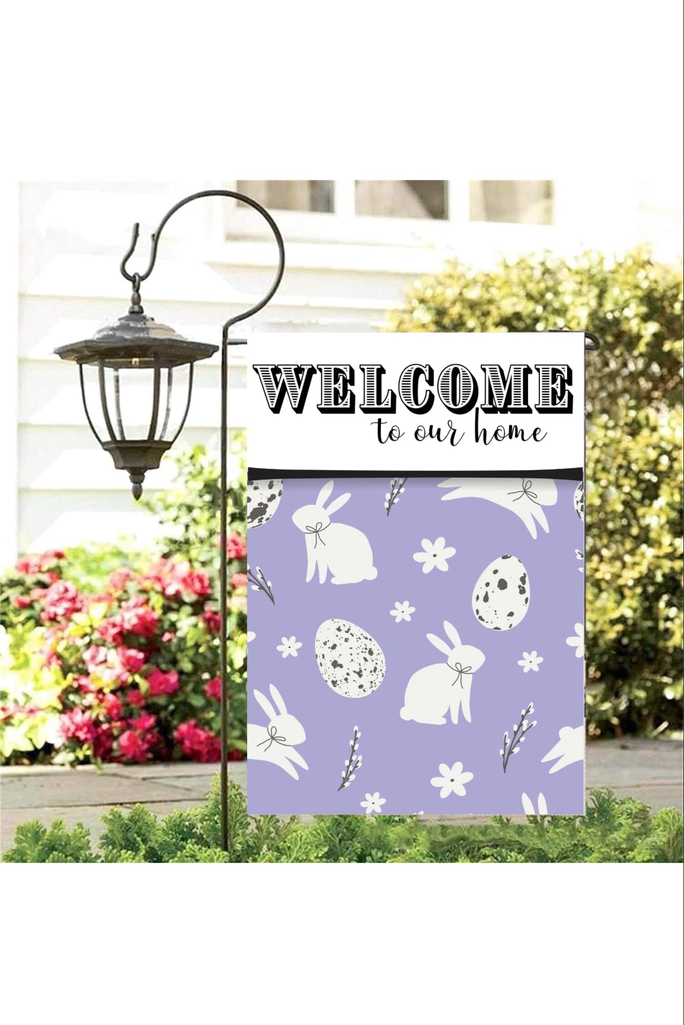"Welcome" bunny Garden Flag