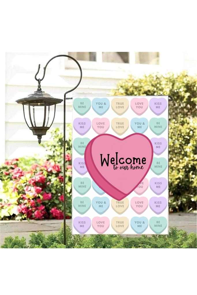 Candy Heart Valentines Welcome Flag